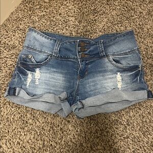 YMI Light Blue Distressed Jean Shorts